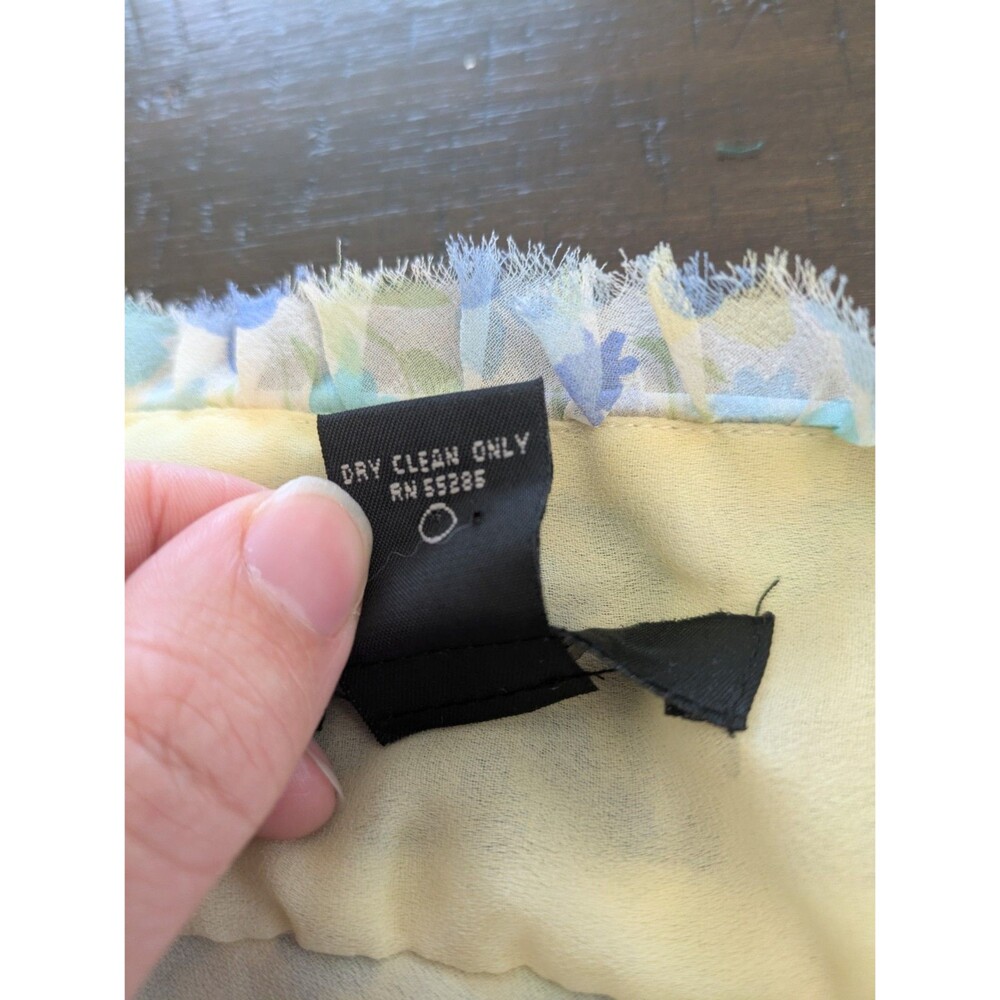 Vtg Express Y2K Silk Babydoll Floral Fairy Dress Midi Dainty Butter Yellow 5/6 - Picture 7 of 9